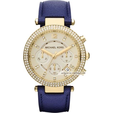 michael kors uhr gold blau|Michael Kors armband.